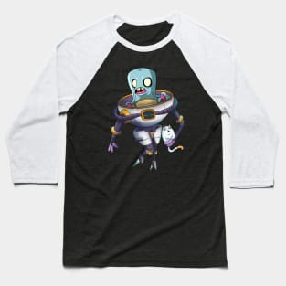 Sci Fi Comic Cartoon Robot Alien Baseball T-Shirt